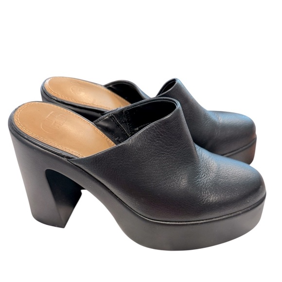 Giani Bini Black Leather Women's Platform Sky High Mules- Size 8.5 Medium - Picture 1 of 6